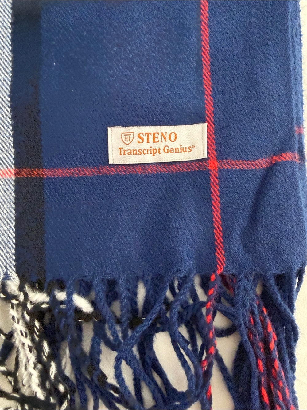 Navy Plaid Fringe Men's Scarf Sweater Accessory - Picture 2 of 4